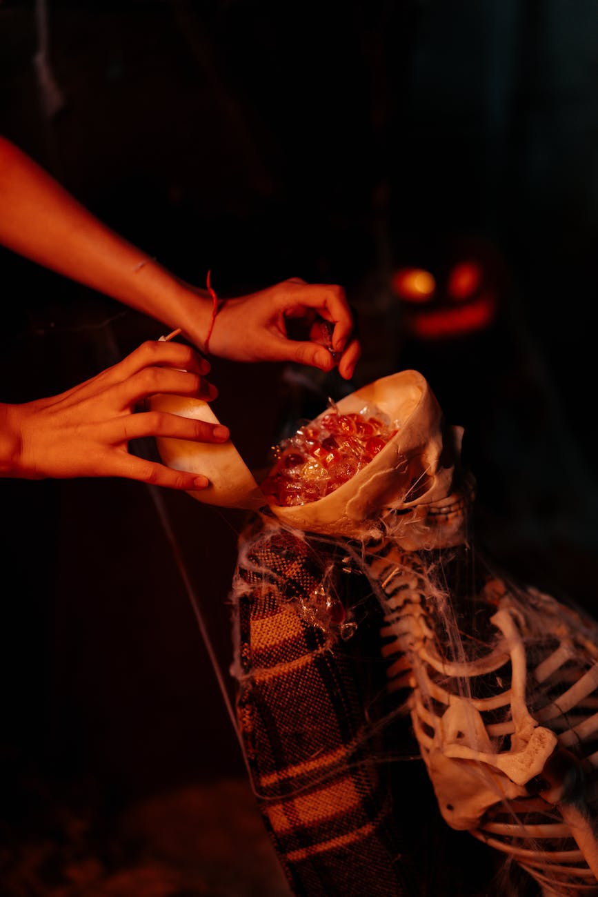 halloween candy inside a skull